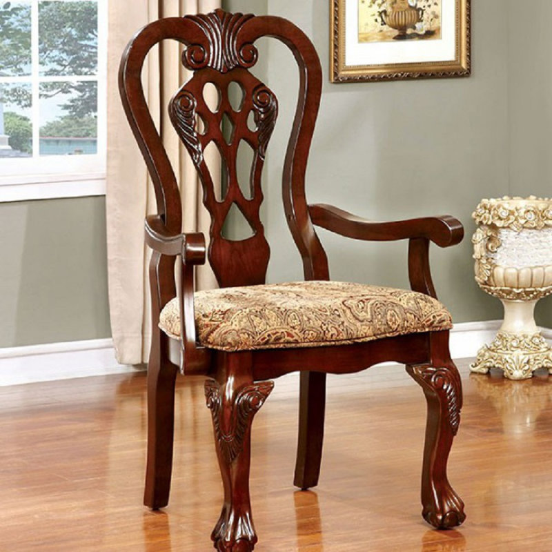 Astoria Grand Wiesner Upholstered Queen Anne Back Arm Chair in Brown